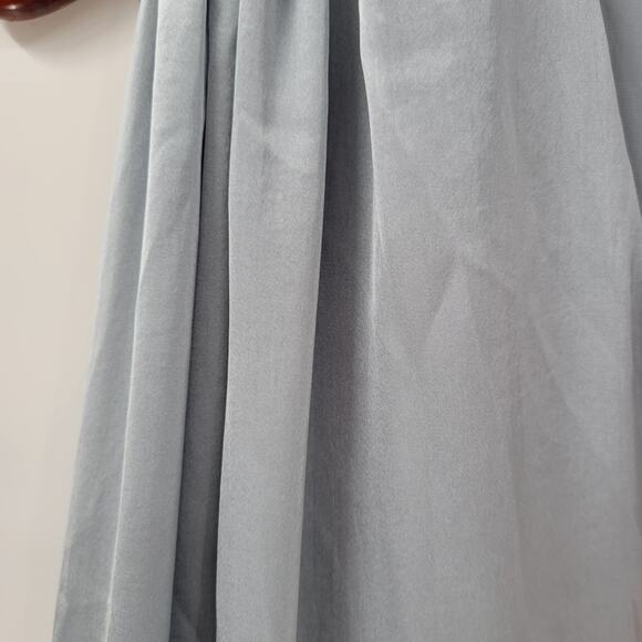 Tome Collective Pleated Cape Dress Womens 6 Blue Satiny Flowy V Neck Maxi - Picture 5 of 12